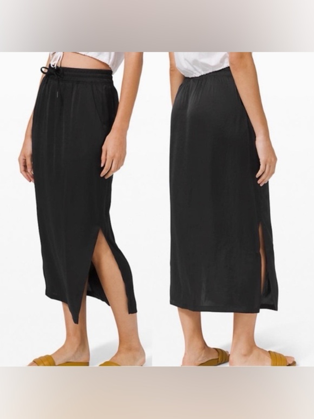 Lululemon - Glide Away Black Midi Skirt Sz 2